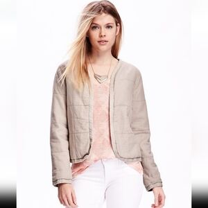 Old Navy Women's Tan Beige Quilted Open-FrontJacket Size M